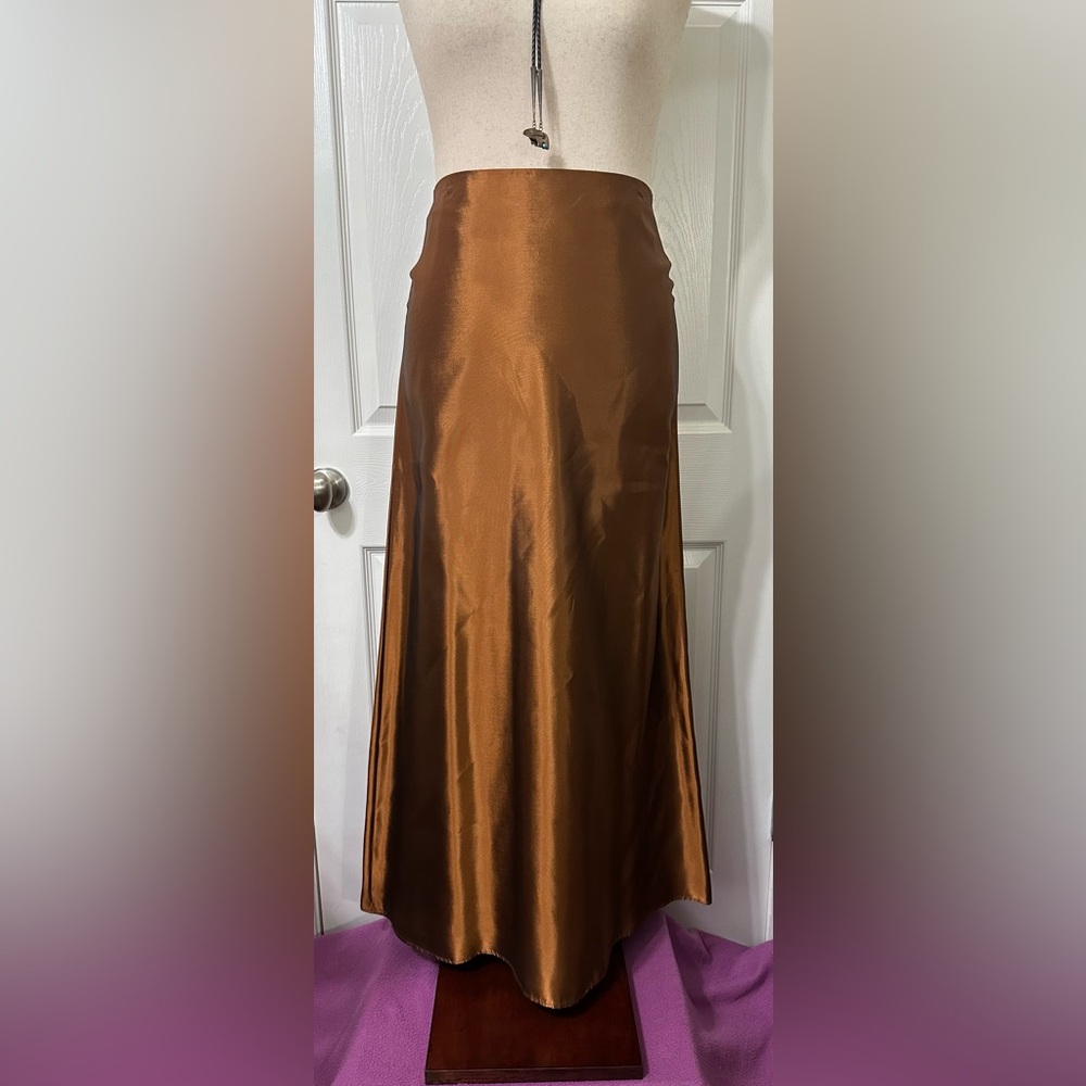 Xscape by Lawrence Kurtz Bronze A-Line Skirt High Waisted Maxie Length